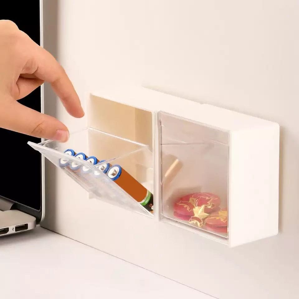 Self-Adhesive Wall Flip-Top Organizer, Transparent Window Clamshell Storage Box, Storage Canister Box Self-Adhesive Wall Flip-Top Organizer, Transparent Window Clamshell Storage Box, Storage Canister Box